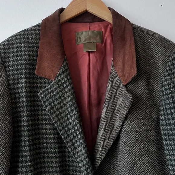 Vintage JL Colebrook Eclectic Grandpa Academia Wool Tweed Herringbone Blazer L - Picture 4 of 13